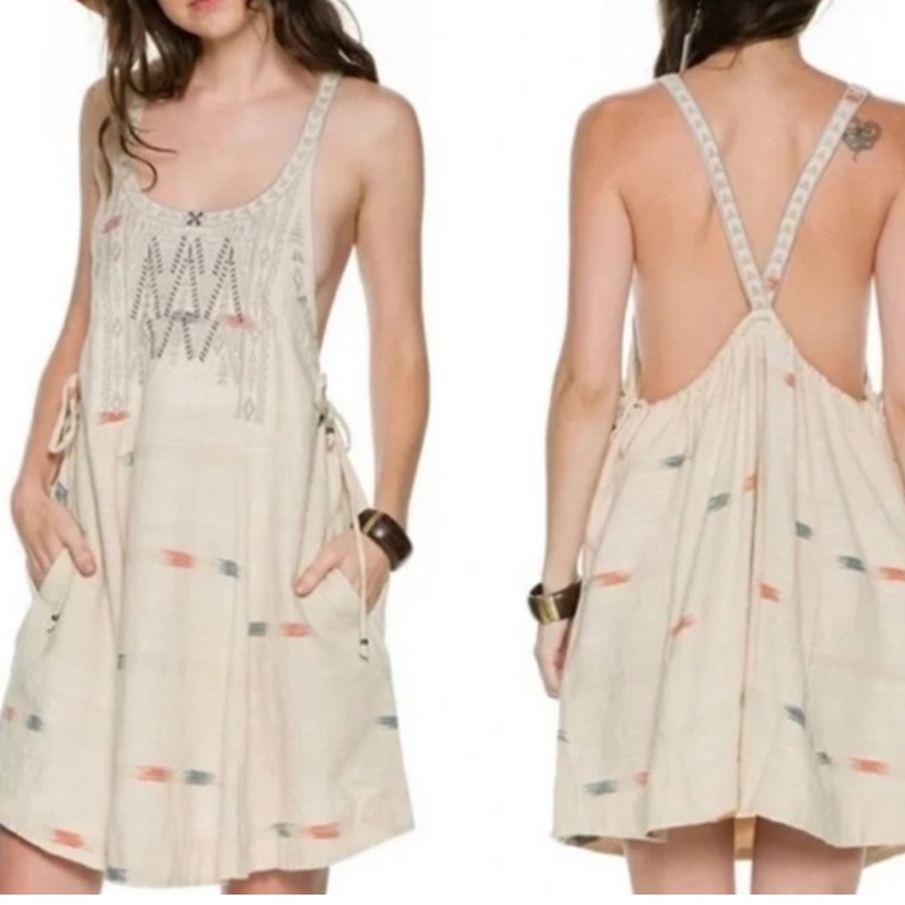 Free People | | Arizona Mini Dress. Embroidered. Size SP. Pockets. Boho - Picture 8 of 8